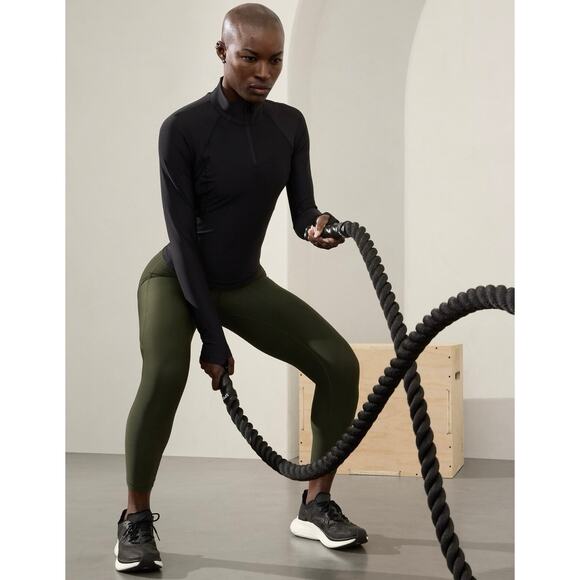 NWT Athleta Interval Stash High Rise 7/8 Leggings Aspen Olive Size Large Pocket - Picture 13 of 16